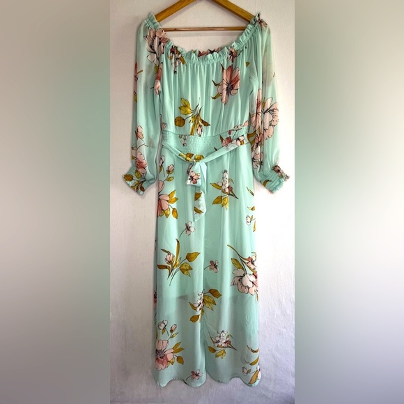 Yarn & Sea Teal Chiffon Lined Hi-Low Fairy Coquette Garden Dress Women’s Size M - Picture 3 of 6